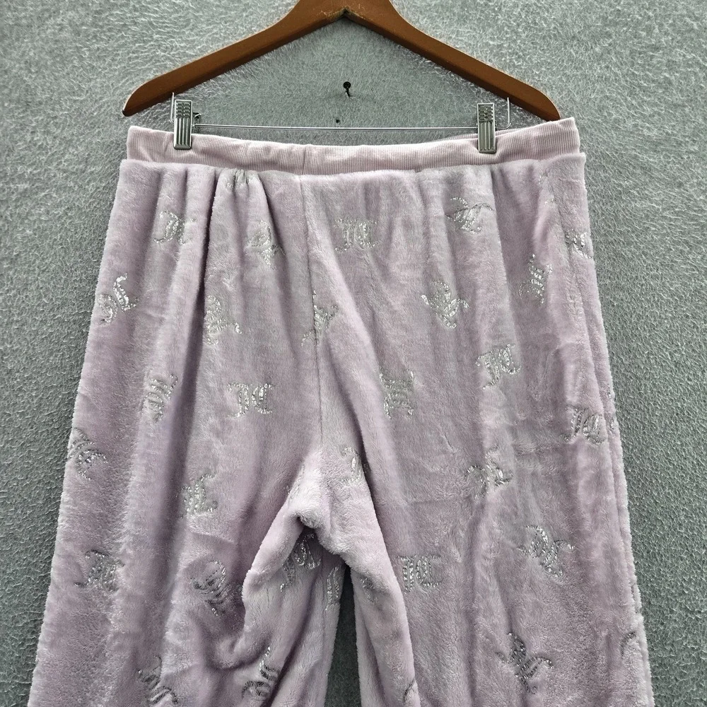 Juicy Couture Women‎ Sleepwear XL Pink Pajama Pants Sherpa Logo Wide Leg